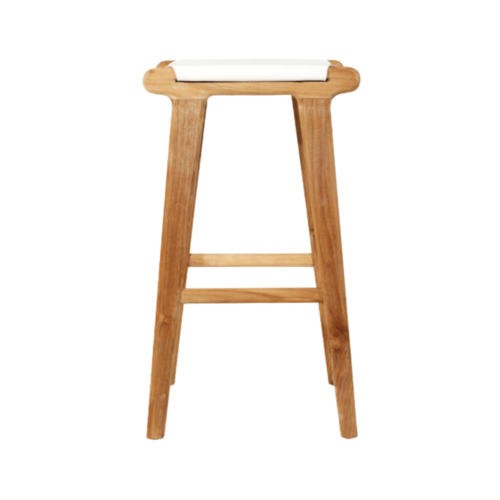Bar Stools - Karina Leather Counter Stool Backless (Flat) White 65cm