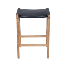 Load image into Gallery viewer, Bar Stools - Karina Leather Counter Stool Backless (Flat) Black 65cm