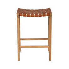 Load image into Gallery viewer, Bar Stools - Karina Leather Counter Stool Backless (Woven) Tan 65cm