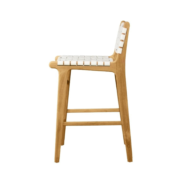 Bar Stools - Karina Leather Counter Stool (Woven) White 65cm