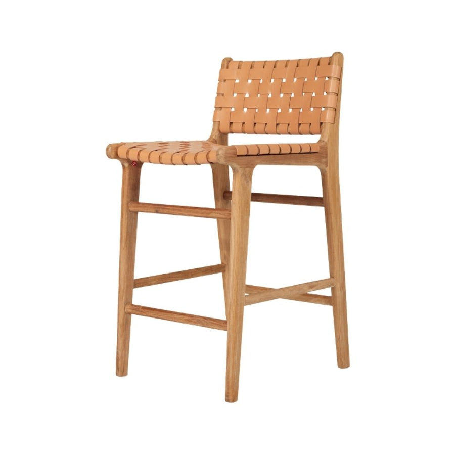 Bar Stools - Karina Leather Counter Stool (Woven) Natural 65cm