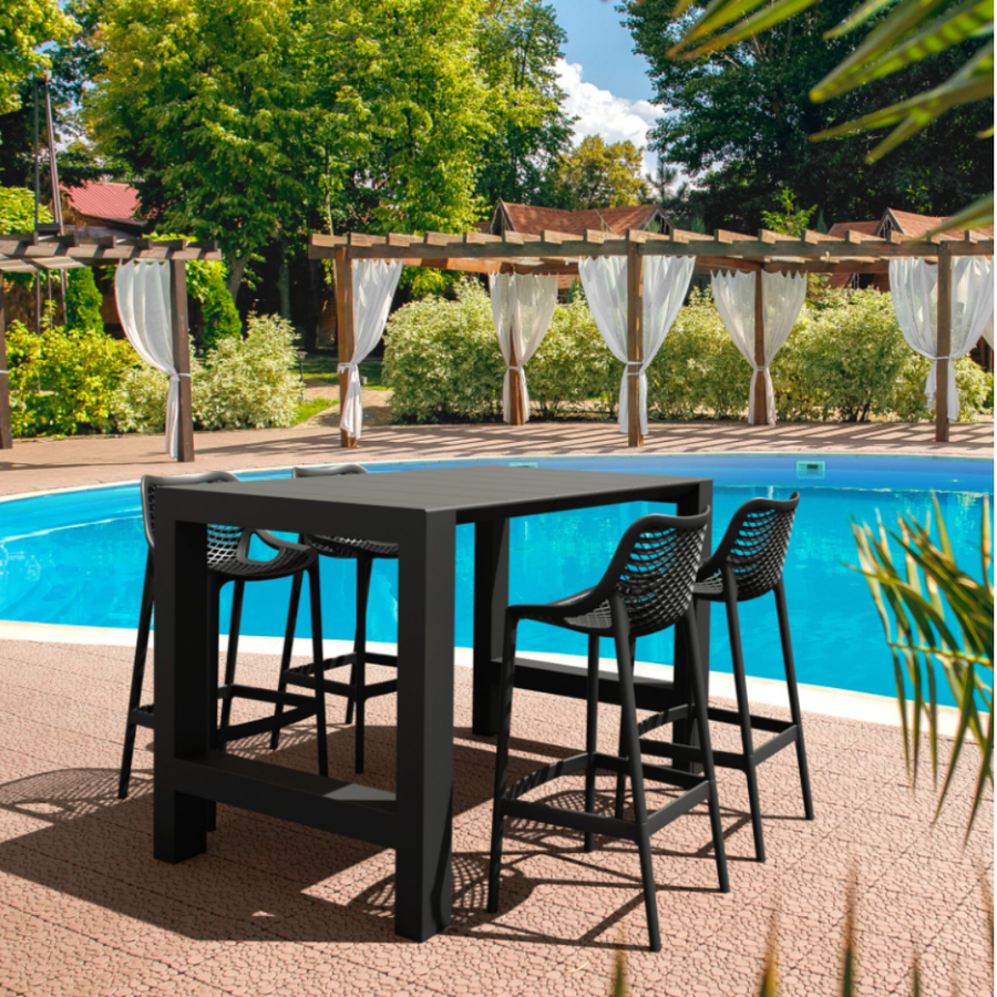 Outdoor Bar Table Sets - Chicago + Aero Outdoor Bar Set (5 Piece) Black
