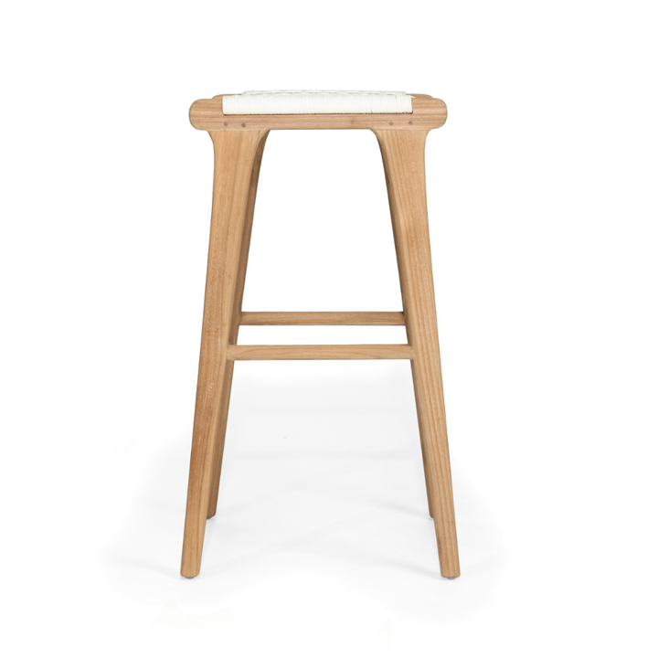 Bar Stools - Kai Wooden Bar Stool Backless White 75cm