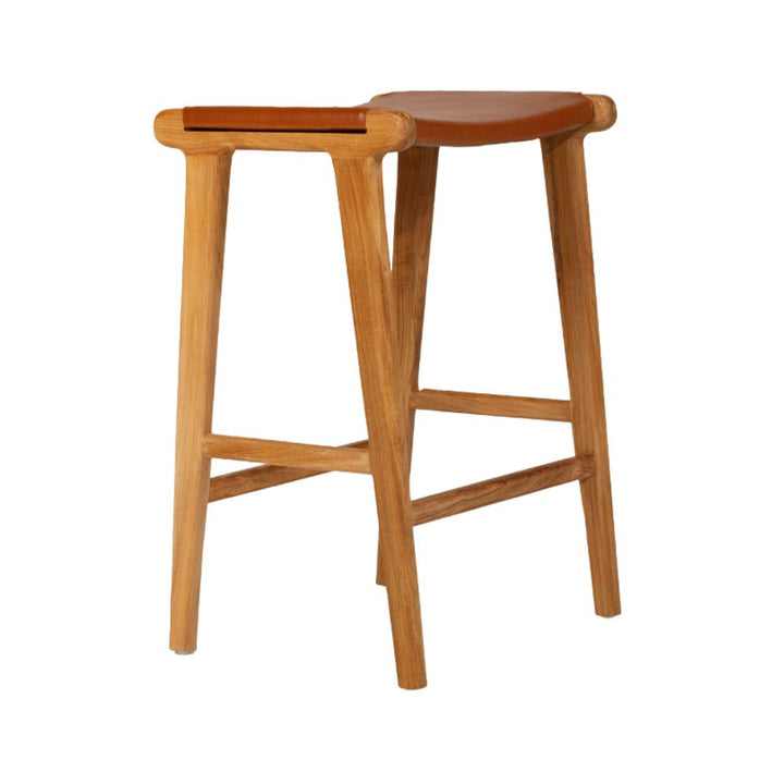 Bar Stools - Karina Leather Counter Stool Backless (Flat) Tan 65cm