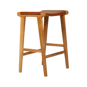 Bar Stools - Karina Leather Counter Stool Backless (Flat) Tan 65cm