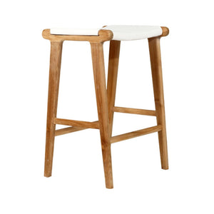 Bar Stools - Karina Leather Counter Stool Backless (Flat) White 65cm