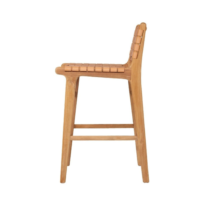 Bar Stools - Karina Leather Counter Stool (Woven) Natural 65cm