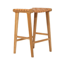 Load image into Gallery viewer, Bar Stools - Karina Leather Counter Stool Backless (Woven) Natural 65cm