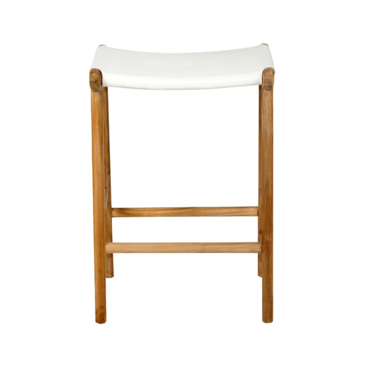 Bar Stools - Karina Leather Counter Stool Backless (Flat) White 65cm