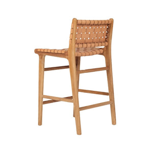 Bar Stools - Karina Leather Counter Stool (Woven) Natural 65cm
