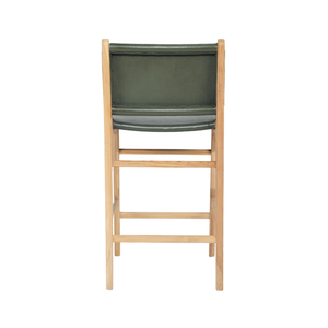 Bar Stools - Karina Leather Counter Stool (Flat) Olive 65cm