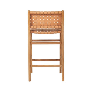 Bar Stools - Karina Leather Counter Stool (Woven) Natural 65cm
