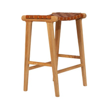 Load image into Gallery viewer, Bar Stools - Karina Leather Counter Stool Backless (Woven) Tan 65cm