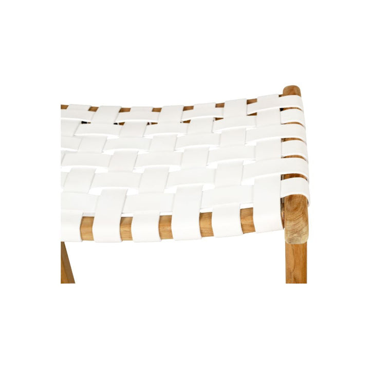 Bar Stools - Karina Leather Counter Stool Backless (Woven) White 65cm