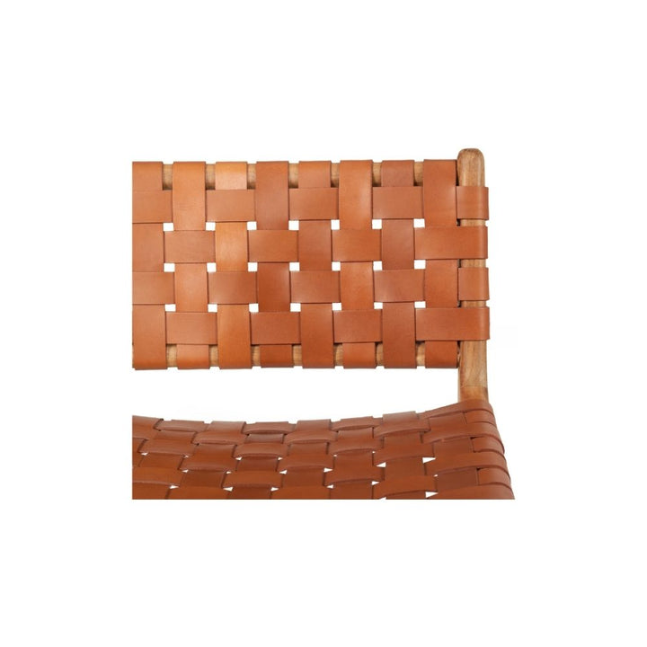 Bar Stools - Karina Leather Counter Stool (Woven) Tan 65cm