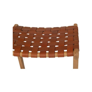 Bar Stools - Karina Leather Counter Stool Backless (Woven) Tan 65cm