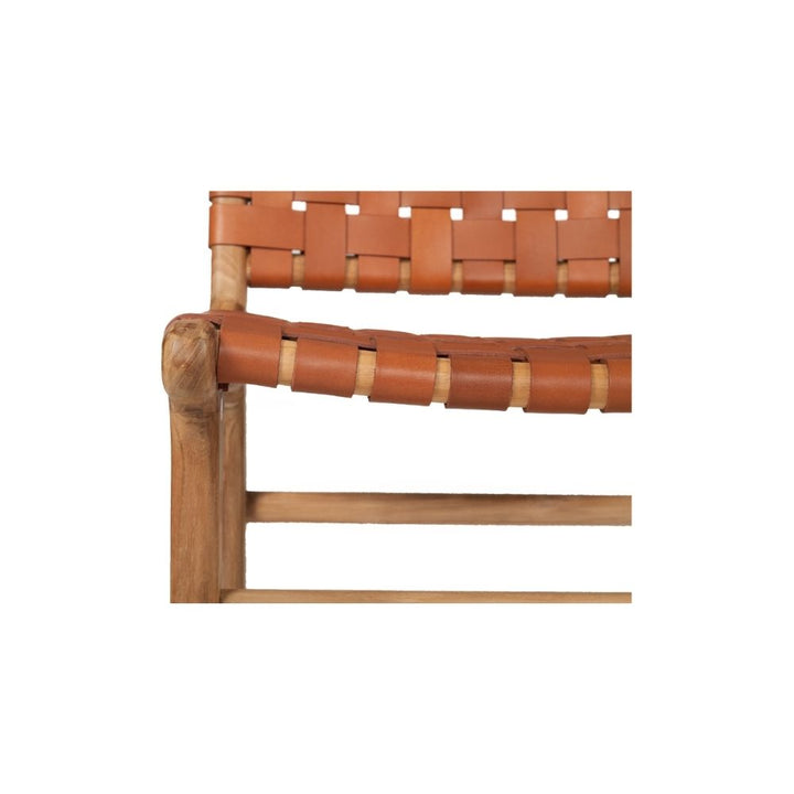 Bar Stools - Karina Leather Counter Stool (Woven) Tan 65cm