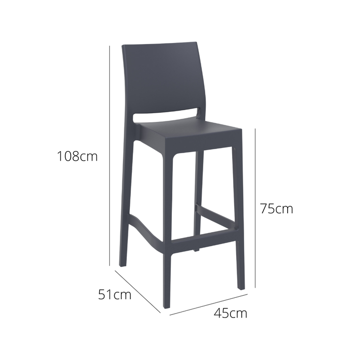 Outdoor Bar Stools - Canyon Outdoor Bar Stool Anthracite 75cm