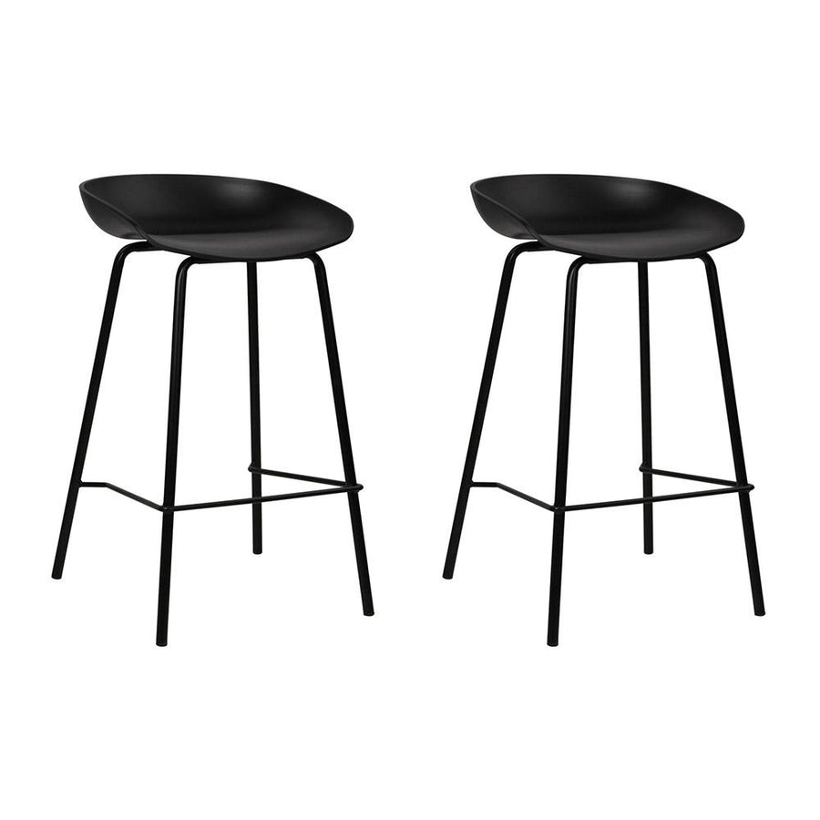 Bar Stools - Michael Set Of 2 Steel Kitchen Bar Stool Black 67cm