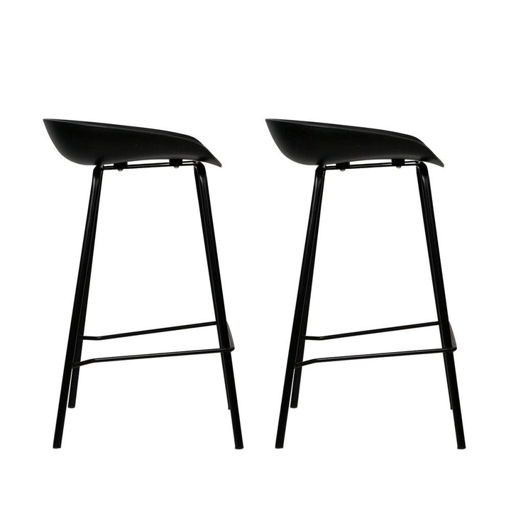 Bar Stools - Michael Set Of 2 Steel Kitchen Bar Stool Black 67cm