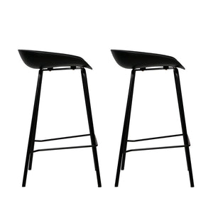 Bar Stools - Michael Set Of 2 Steel Kitchen Bar Stool Black 67cm