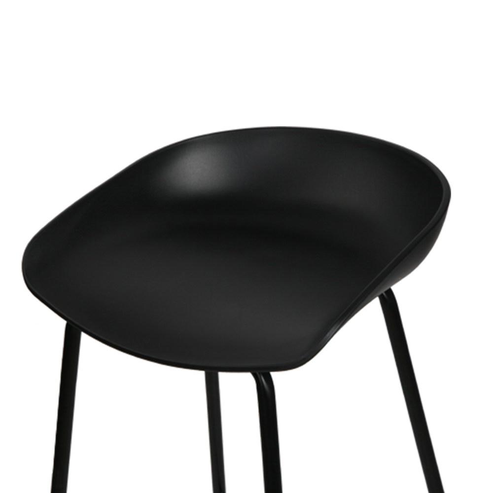 Bar Stools - Michael Set Of 2 Steel Kitchen Bar Stool Black 67cm