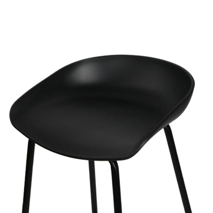 Bar Stools - Michael Set Of 2 Steel Kitchen Bar Stool Black 67cm