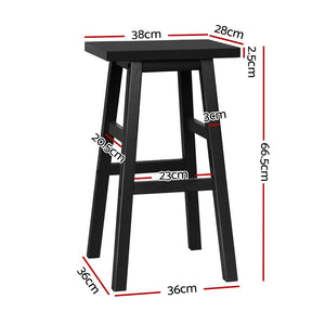 Baron Wooden Counter Stool Backless (Set of 2) Black 66cm