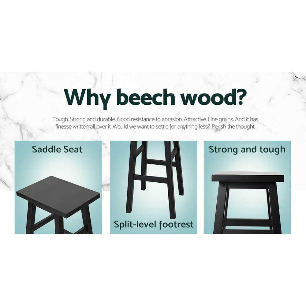 Baron Wooden Counter Stool Backless (Set of 4) Black 66cm