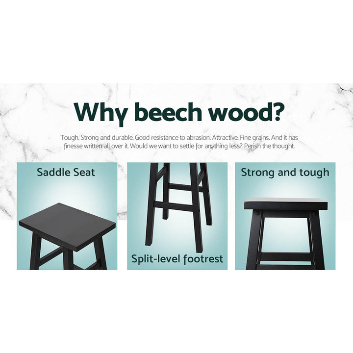 Baron Wooden Counter Stool Backless (Set of 4) Black 66cm