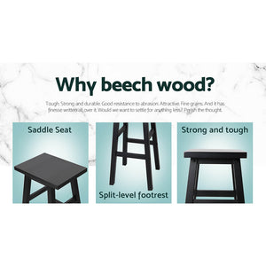 Baron Wooden Counter Stool Backless (Set of 4) Black 66cm