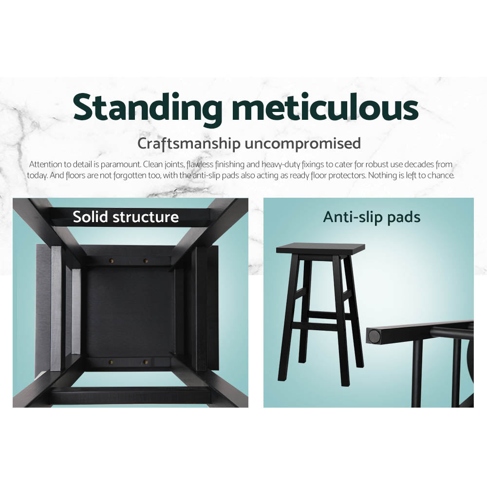Baron Wooden Counter Stool Backless (Set of 4) Black 66cm