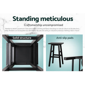 Baron Wooden Counter Stool Backless (Set of 4) Black 66cm