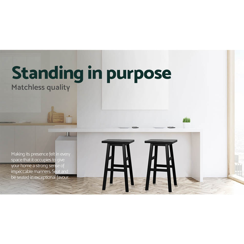 Baron Wooden Counter Stool Backless (Set of 4) Black 66cm