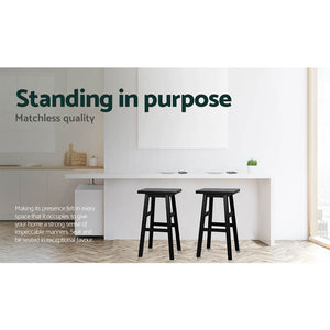 Baron Wooden Counter Stool Backless (Set of 4) Black 66cm