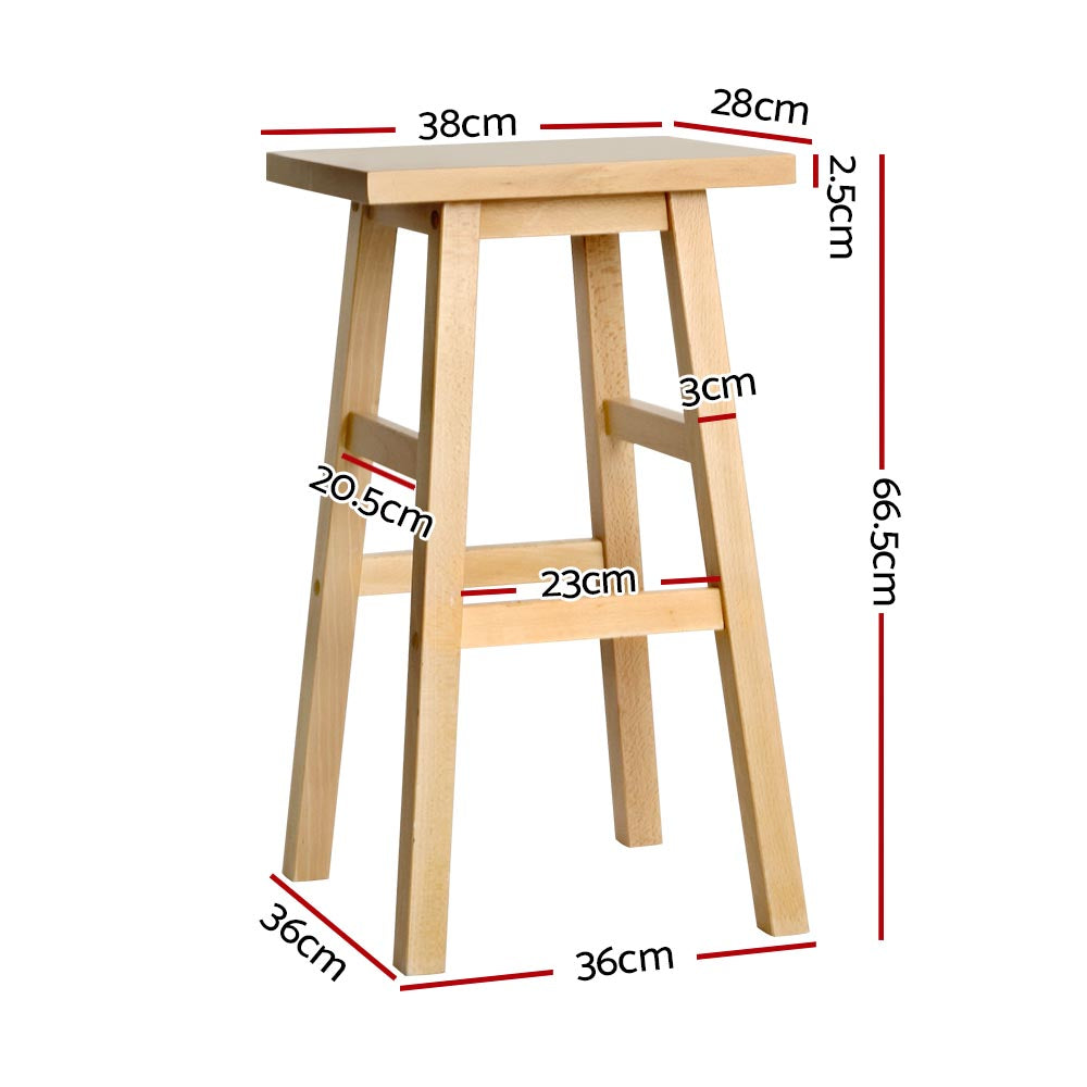 Baron Wooden Counter Stool Backless (Set of 2) Natural 66cm