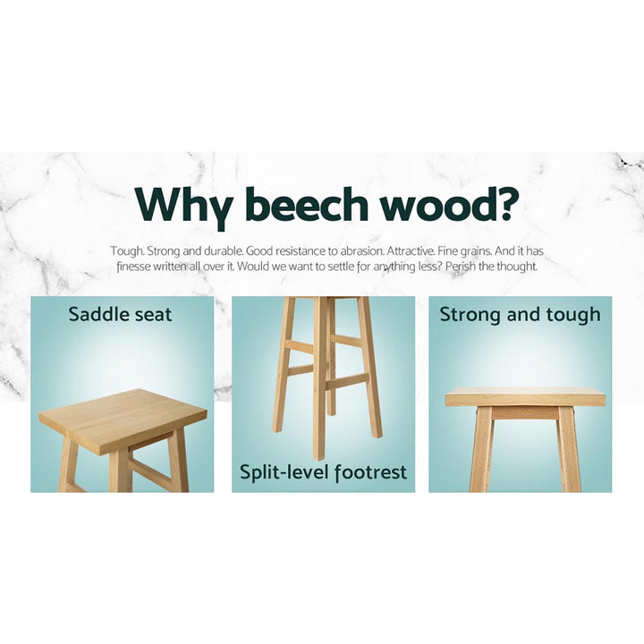 Baron Wooden Counter Stool Backless (Set of 2) Natural 66cm