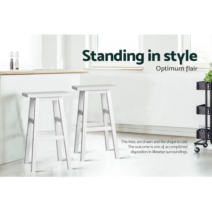 Baron Wooden Counter Stool Backless (Set of 2) White 66cm