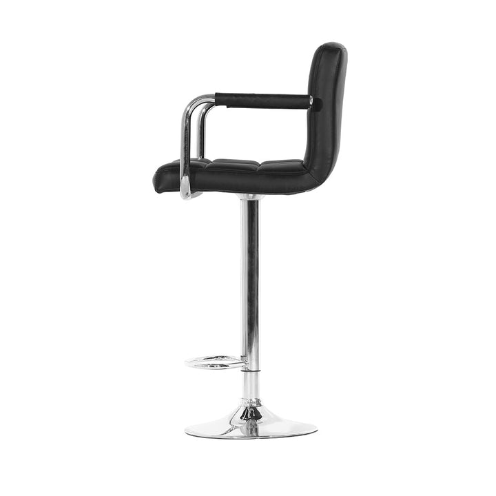 Bar Stools - Noa Leather Bar Stool Swivel (Set Of 4) Black