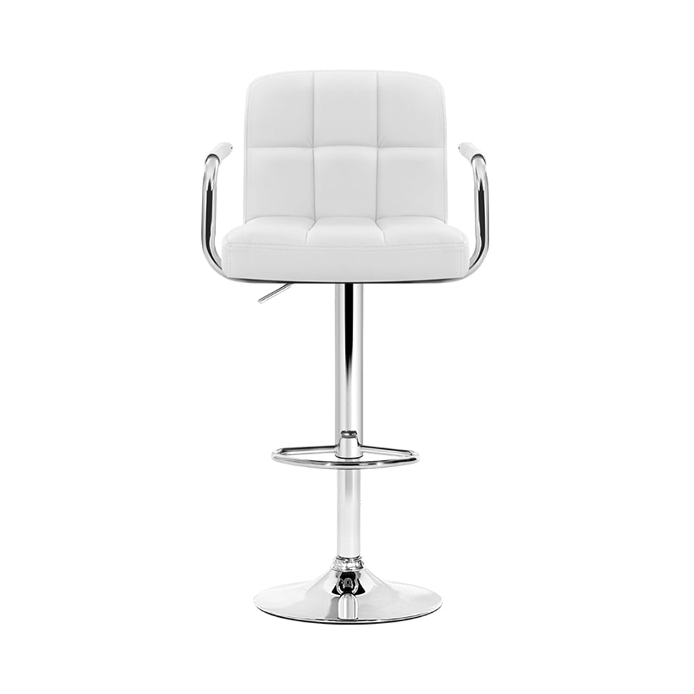 Bar Stools - Noa Leather Bar Stool Swivel (Set Of 4) White