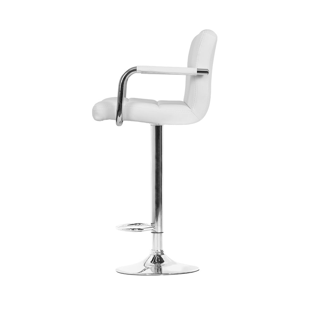 Bar Stools - Noa Leather Bar Stool Swivel (Set Of 4) White