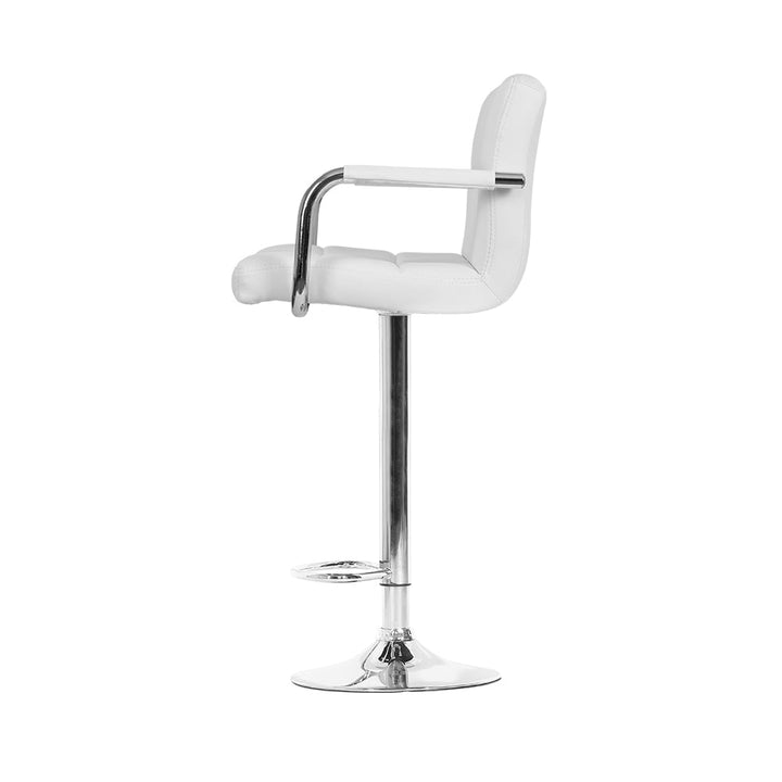Bar Stools - Noa Leather Bar Stool Swivel (Set Of 4) White