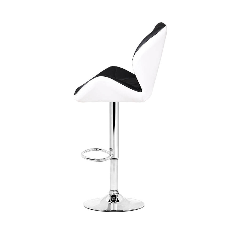 Jorn Leather Bar Stool Swivel (Set of 2) Black & White