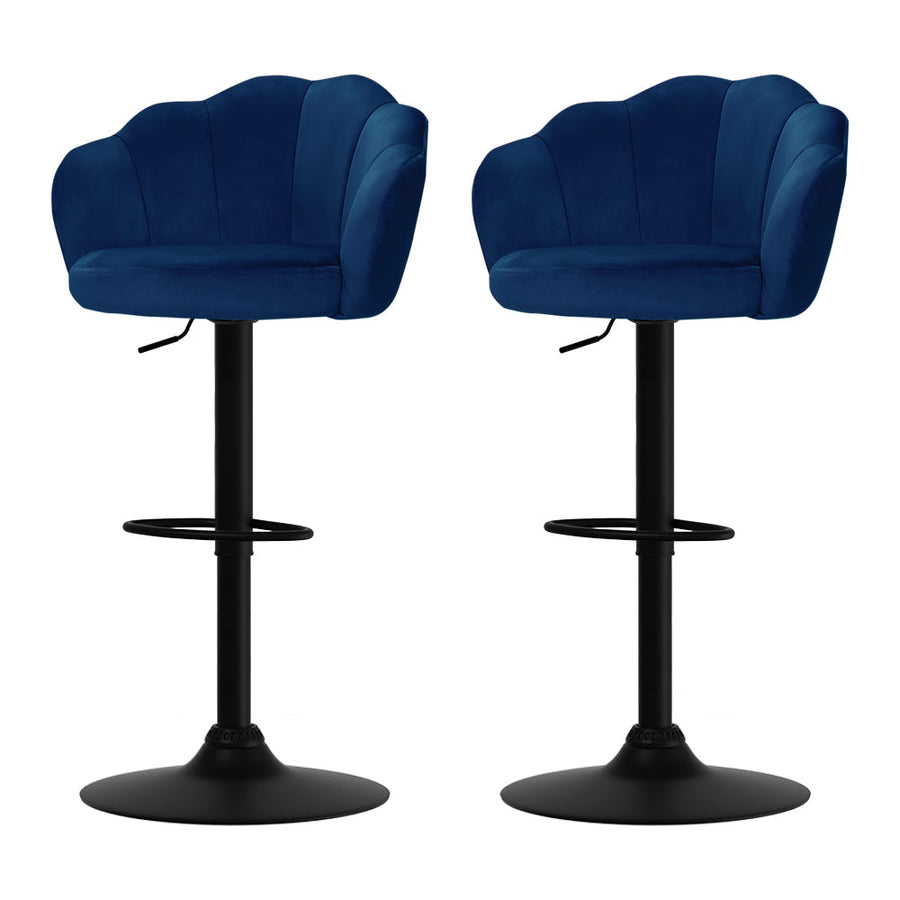 Bar Stools - Daphne Velvet Fabric Bar Stool (Set Of 2) Blue