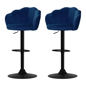 Bar Stools - Daphne Velvet Fabric Bar Stool (Set Of 2) Blue