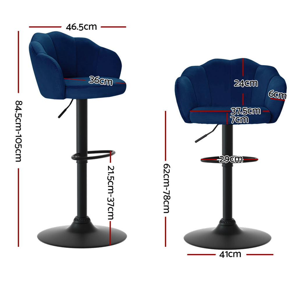 Bar Stools - Daphne Velvet Fabric Bar Stool (Set Of 2) Blue
