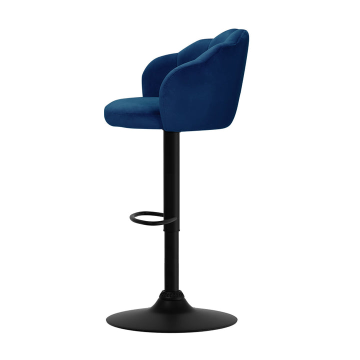 Bar Stools - Daphne Velvet Fabric Bar Stool (Set Of 2) Blue