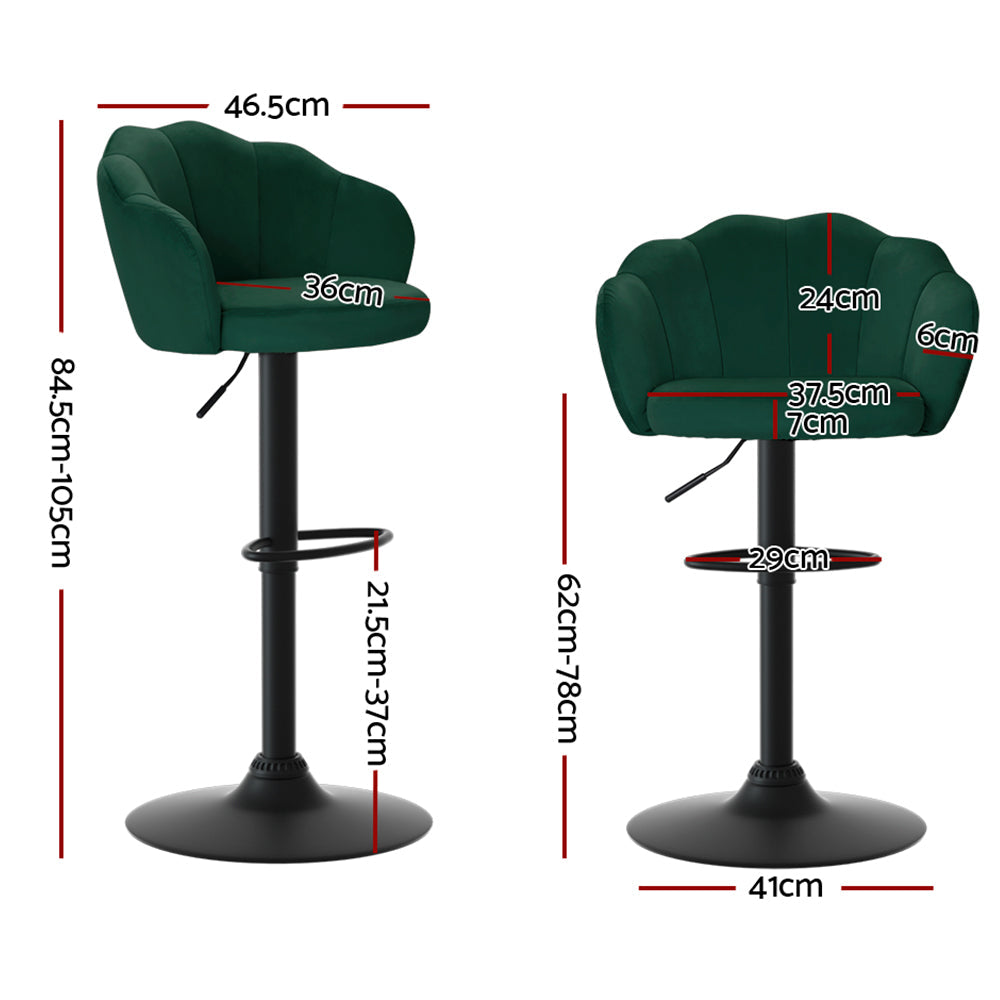 Bar Stools - Daphne Velvet Fabric Bar Stool (Set Of 2) Green