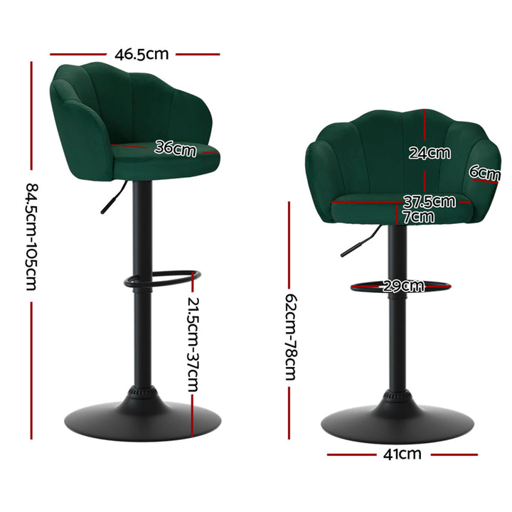 Bar Stools - Daphne Velvet Fabric Bar Stool (Set Of 2) Green