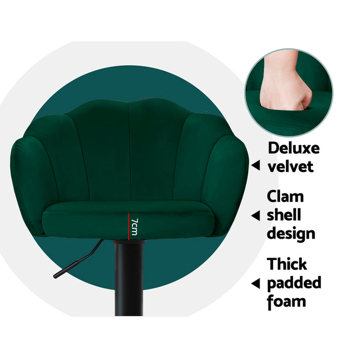 Bar Stools - Daphne Velvet Fabric Bar Stool (Set Of 2) Green
